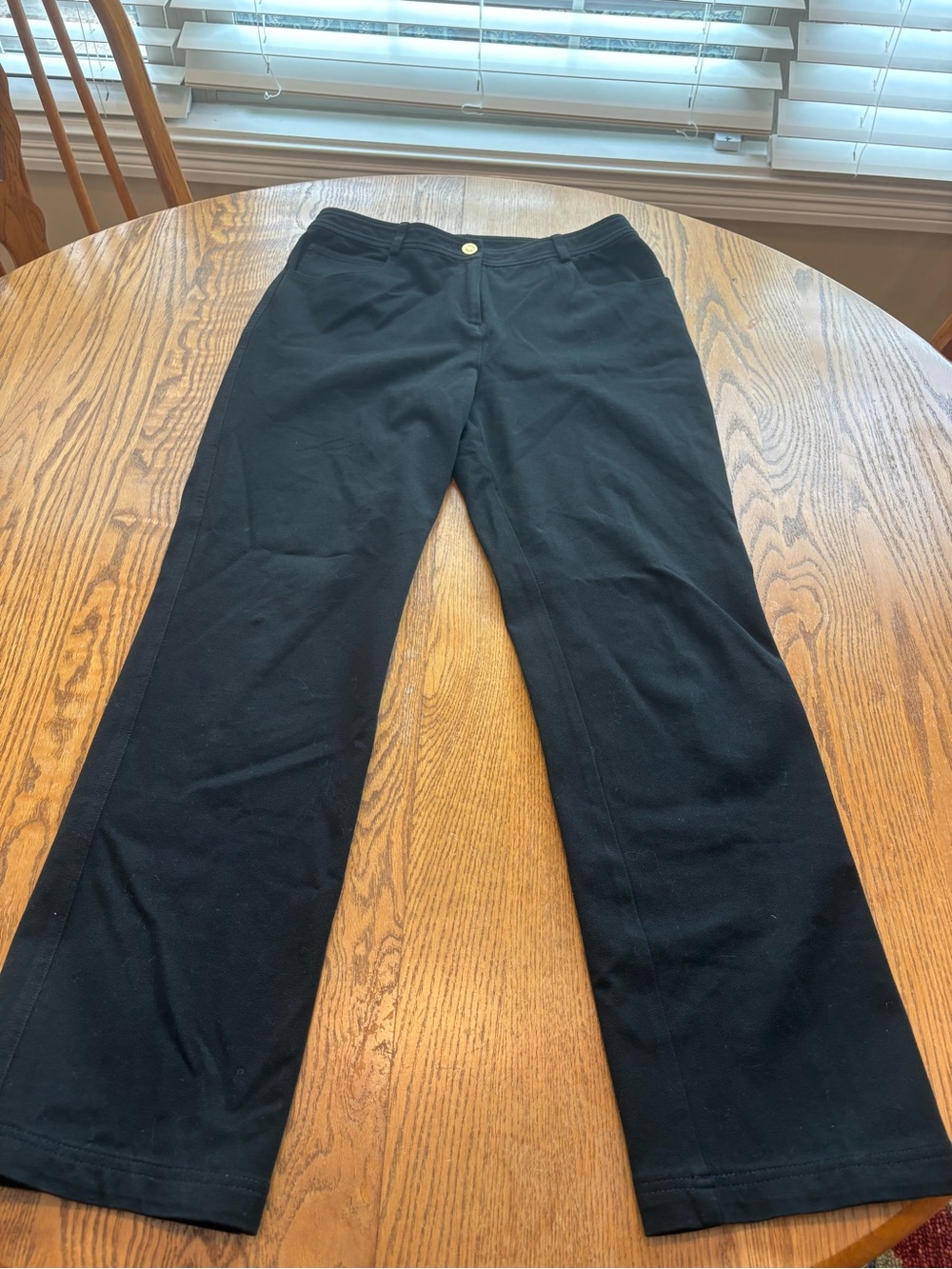St. John Black Casual High Waist Pants Size 4 Straight Leg Vintage Designer